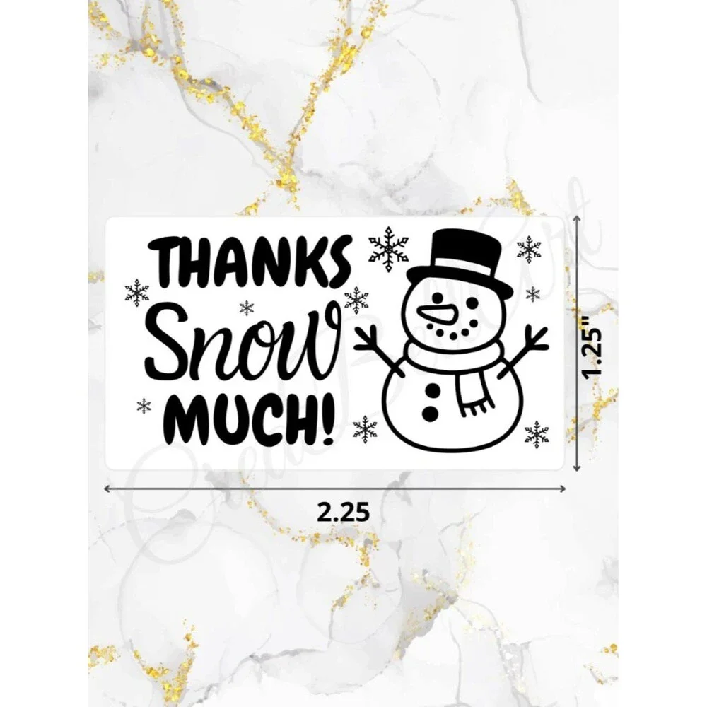 100 Christmas Snowman Stickers – Thank You Stickers 2.25 x 1.25